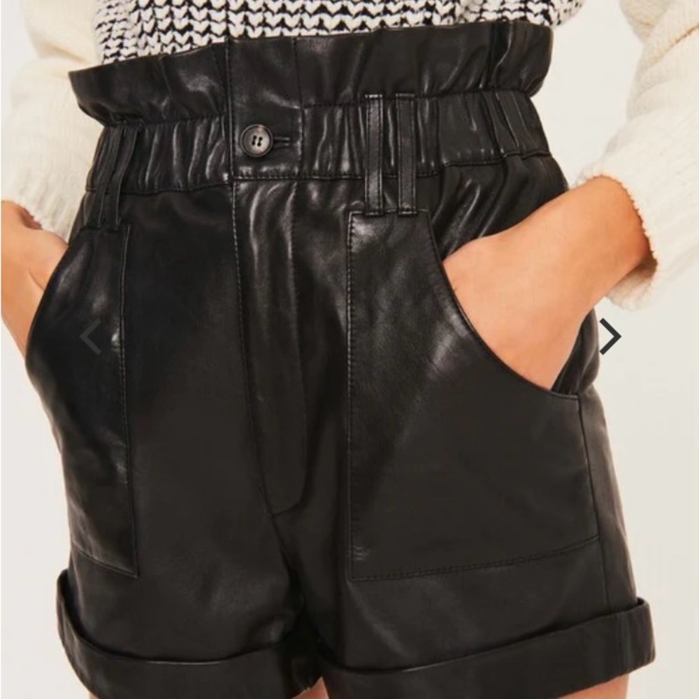NWT Ba&Sh 100% Lamb Leather Black High Waisted Kate Short Size 1/ Small